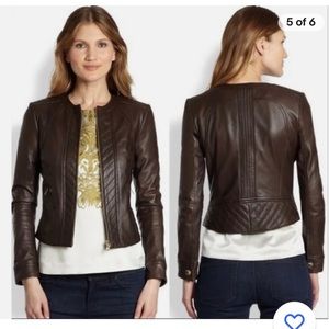 Tory Burch Brown Leather Daphne Moto Jacket